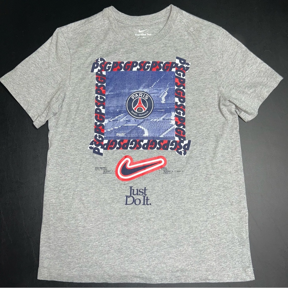 Nike Paris Saint-Germain PSG Men's Medium Just Do It Heather Gray Tee T-shirt
